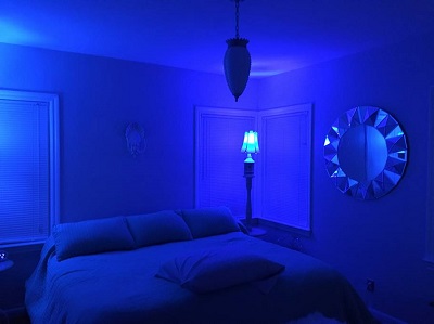 bedroom with night lights orlando short term rental